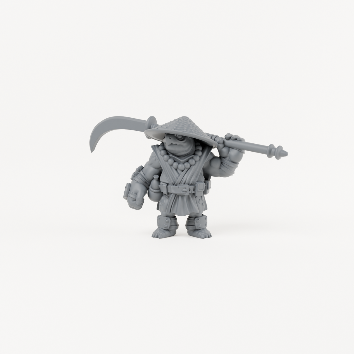 Turtle Polearm 1 unpainted grey resin miniature, front view