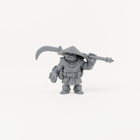 Turtle Polearm 1 unpainted grey resin miniature, front view
