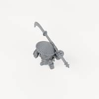 Turtle Polearm 1 unpainted grey resin miniature, angled view