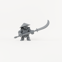Turtle Polearm 2 unpainted grey resin miniature, front view