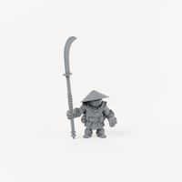 Turtle Polearm 3 unpainted grey resin miniature, front view