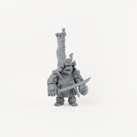 Turtle Samurai 3 unpainted grey resin miniature, front view
