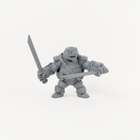 Turtle Swordsman 1 unpainted grey resin miniature, front view