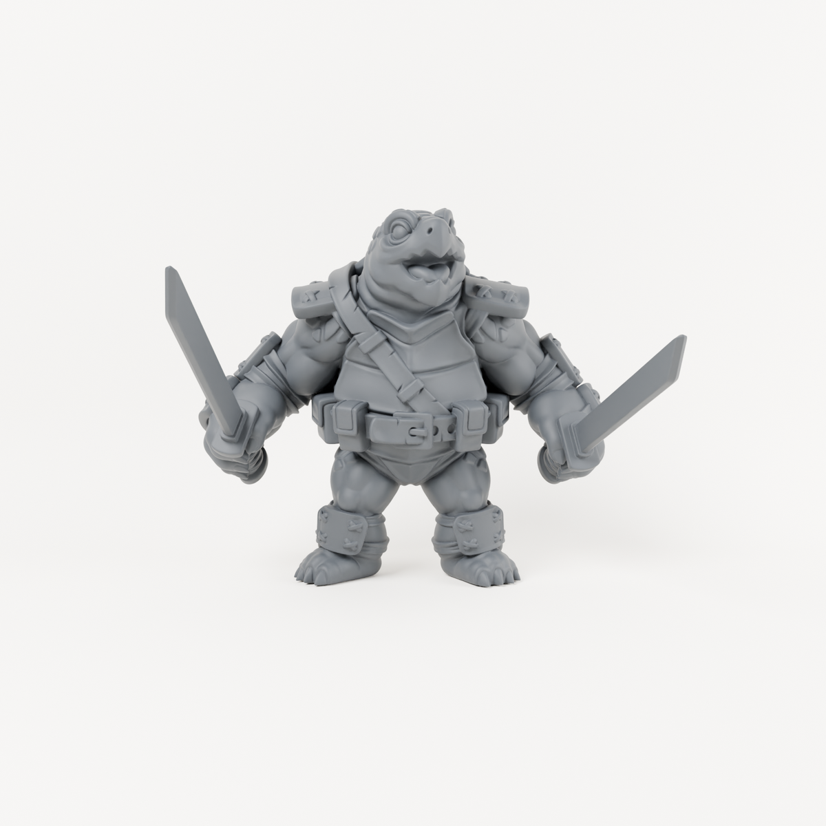 Turtle Swordsman 2 unpainted grey resin miniature, front view