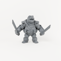 Turtle Swordsman 2 unpainted grey resin miniature, front view