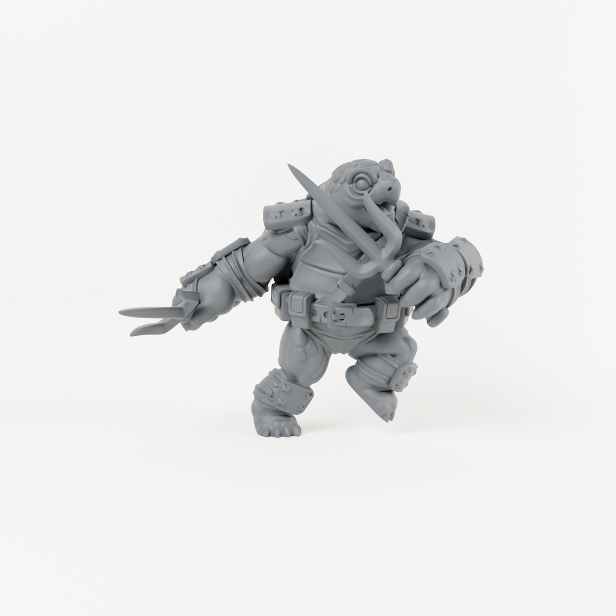 Turtle Tsai unpainted grey resin miniature, front view