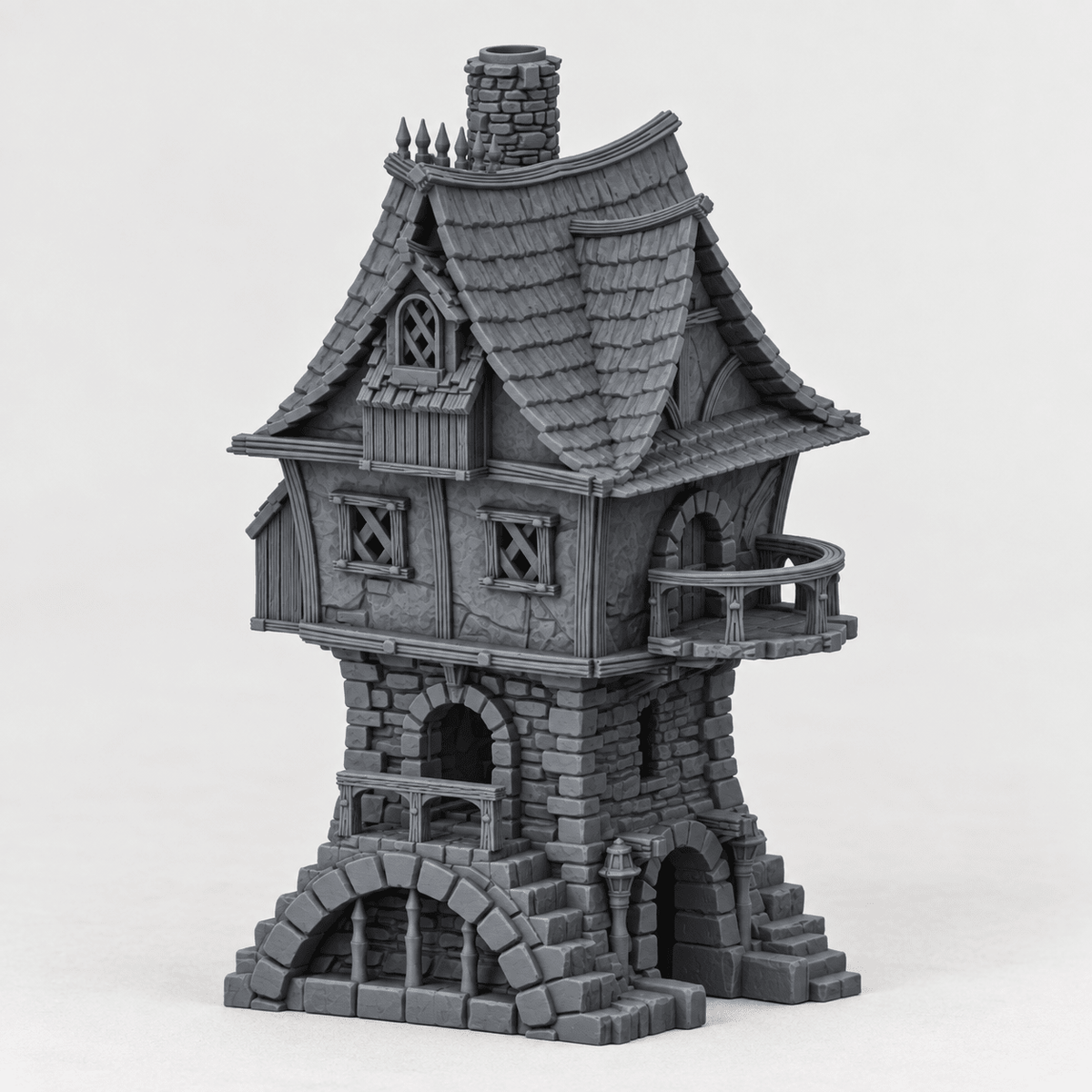 Two-Story Gabled Dwelling, 28mm Fantasy Terrain - Molten Prints