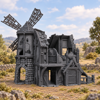 Supplementary product photo for Windmill Granary 28mm DND Terrain | Tabletop Wargaming Scenery for Warhammer, Frostgrave & RPG | 3D Printed in unpainted charcoal grey PLA